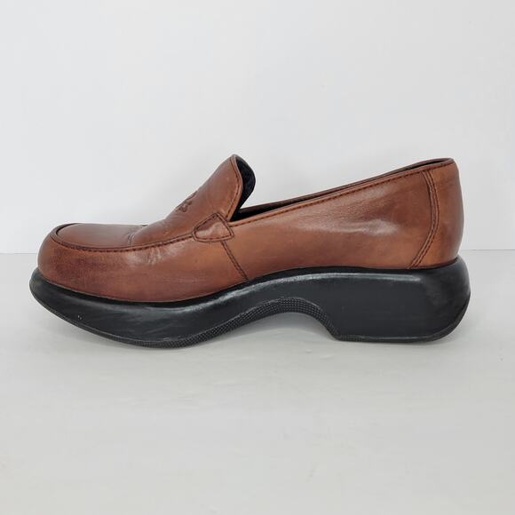 DANSKO Royal Romance Leather Embroidered Chunky Clog Loafers Brown sz 38 - Picture 8 of 10